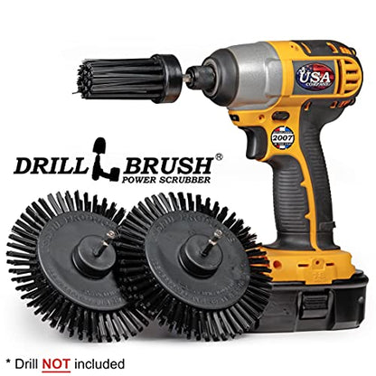 Grill Cleaning Drill Scrub Brush Attachment - Black Ultra Stiff Brush Attachments for Drill - BBQ, Griddle and Smoker Cleaning Brush - Nylon Grill Brush Stainless Steel - color: Black