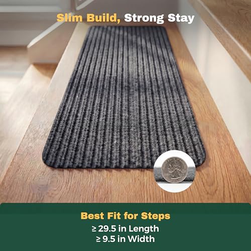 MBIGM Non-Slip Carpet Stair Tread Mat 30" x 30" Landing Rug-Matching Mat Non-Skid Safety Rug Slip Resistant - Gray - color: Grey, size: 2'6" x 2'6" - 1 pcs
