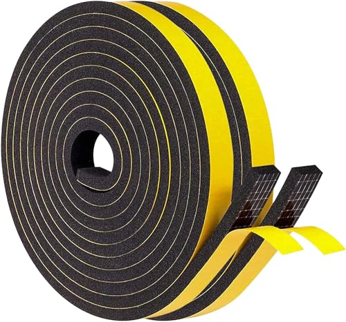 Weather Stripping Door Seal Strip Strong Adhesive Foam Insulation Tape Tape Gasket for Door and Windows (Black, 1/2 Inch X 1/4 Inch X 26Feet) - color: Black, size: 1/2 Inch X 1/4 Inch X 26Feet
