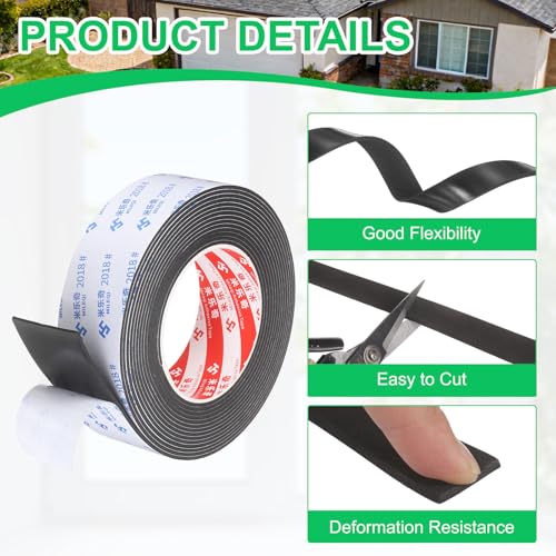PATIKIL Sponge Rubber Foam Tape, 1 9/16" W x 5/64" t x 16.4ft l Self-Adhesive Foam Insulation Tape Weather Stripping for Window Door Soundproofing Weatherstrip AC Seal Strip, Black - size: 1 9/16" x 5/64" x 16.4ft
