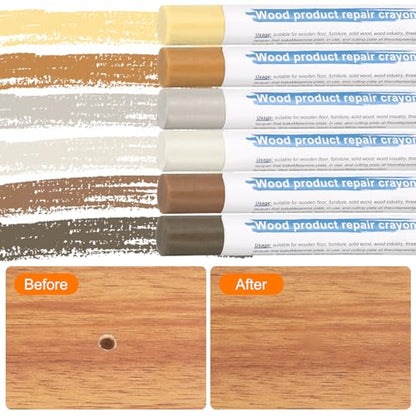 HARFINGTON Wood Filler Sticks 6 Colors Wooden Wax Touch Up Furniture Repair Crayons for Light Spanish Yellow, Beech Yellow, Light Earth Yellow, Dark Tea, Dark Brown, White - color: Yellow Series