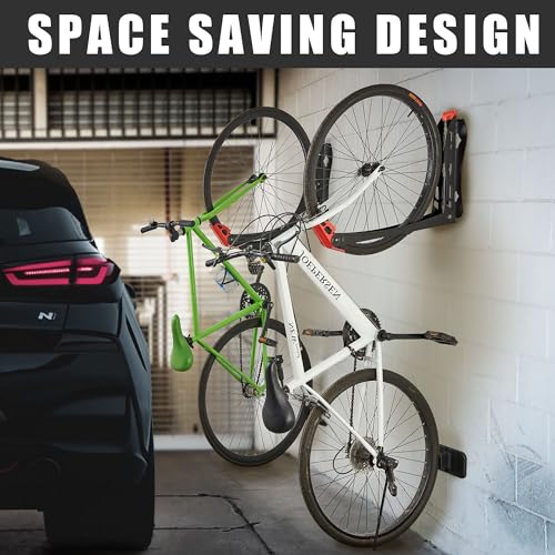 Wallmaster BIKEPAL Swivel Bike Rack, Wall Mounted Vertical Bike Storage Hanger, Space Saving for Home and Garage, 4 Pack - style: 4pack