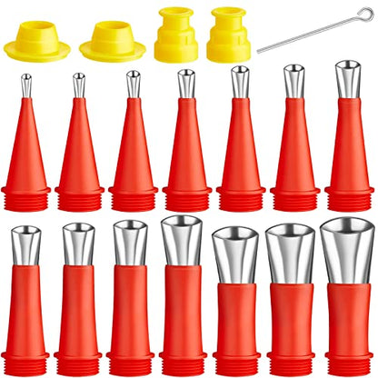 19 Pcs Caulking Finisher Kit Include 14 Pcs Reusable Stainless Steel Caulking Nozzle Applicators with 4 Connection Bases Replacement and 1 Glue Needle for Bathroom Kitchen Doors Windows Sink Joint
