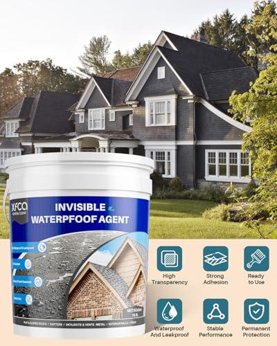 Transparent Waterproof Sealant,5 Gallon Clear Transparent Waterproof Coating,Liquid Invisible Water Proof Agent for Roofs Walls,Garden,Bathroom,Kitchen Indoor & Outdoor Water Proof Adhesive - size: 5 Gallon