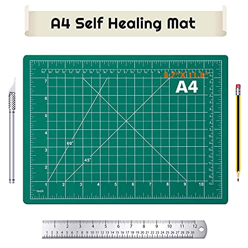 anezus Self Healing Sewing Mat, Rotary Cutting Mat Double Sided 5-Ply Craft Cutting Board for Sewing Crafts Hobby Fabric Precision Scrapbooking Project 9inch x 12inch(A4) - size: 12 inches L x 9 inches W