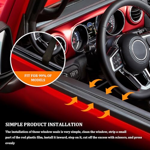 13Ft Car Door Rubber Seal Strip, Window Seal, Self Adhesive Window Trim Molding with Installation Tool, Automotive V-Shaped Rain & Dustproof Window Sealing Strip Universal for Most Cars