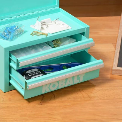 Mini 2-Drawer Steel Tool Box Teal Color - color: Teal, size: 2 Drawer