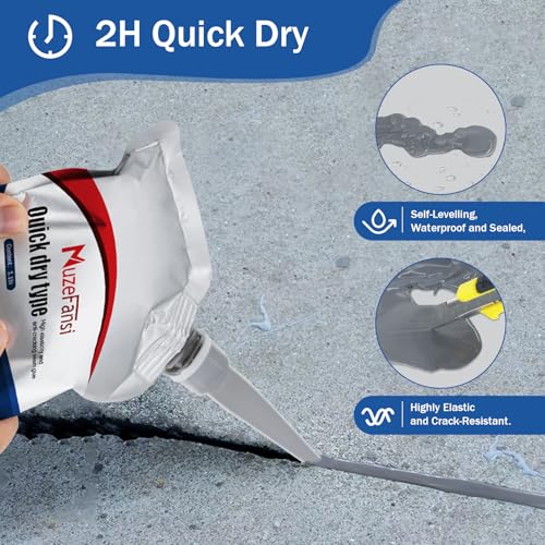 Concrete Crack Sealant, Premium Concrete Crack Filler, Weather-Resistant Caulking Glue,Quick-Drying & Waterproof Repair Adhesive for Slabs, Driveways, Sidewalks (2-Pack) - style: 2 Pcs,2.2LB