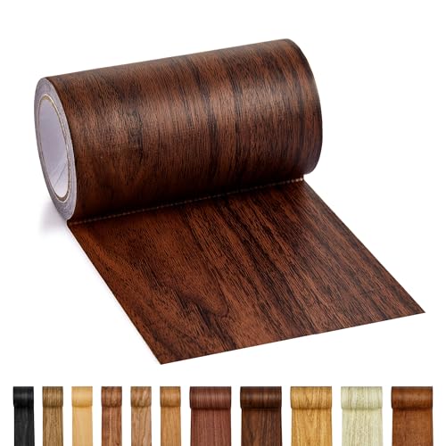 Wood Grain Repair Tape - Self Adhesive Brown Wood Colored Tape for Furniture Repair | Peel & Stick Veneer Strips Trim, Woodgrain Duct Tape for Furniture, Vinyl Floor, Door Patch Kit (Dark Walnut) - color: Dark Walnut, size: 4 Inch By 15 Ft