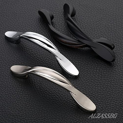 Alzassbg 10 Pack Polished Chrome Cabinet Pulls, 3 Inch(76mm) Hole Centers Arch Twisted Cabinet Handles Kichen Hardware for Cabinets and Drawer AL3027CP - color: Twisted Handles - Polished Chrome, size: 3" Hole Center