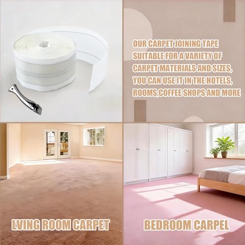 Carpet Patch Repair Kit with 5-Inch Star Wheel Seam Roller, 30ft Double-Sided Carpet Joining Tape and Fixed Blade Roofing Knife, DIY Carpets Repair Kit for Carpet Maintenance Tasks