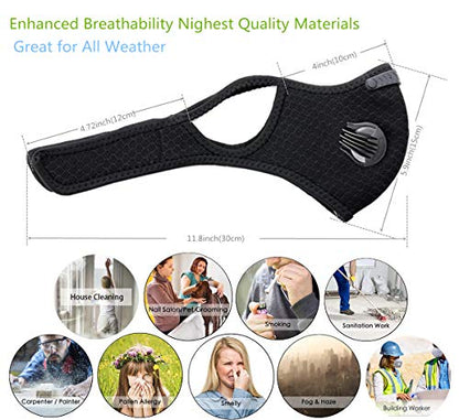Loops Reusable Dust Face Mask with 7 Activated Carbon Filters-Woodworking,Construction,Mowing,Painting,sanding Outdoor