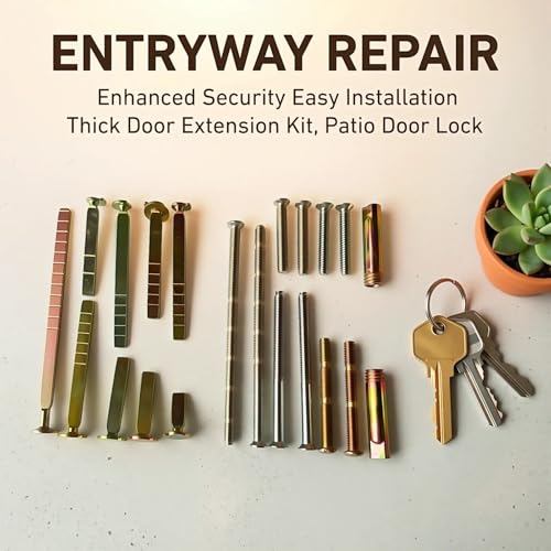 21-Piece Thick Door Lock Extension Kit – Adjustable Deadbolt Tailpiece Set for 1-4 Inch Doors – Fits SC1 SC4 KW1 Keyways – Long Screws – Heavy Duty Door Lock Repair Kit for Patio & Security Doors
