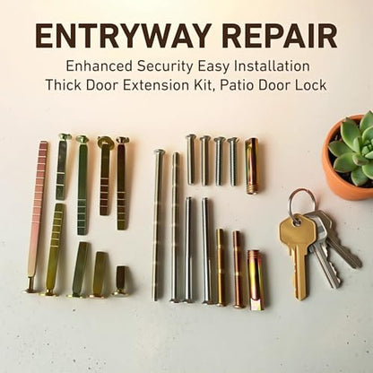 21-Piece Thick Door Lock Extension Kit – Adjustable Deadbolt Tailpiece Set for 1-4 Inch Doors – Fits SC1 SC4 KW1 Keyways – Long Screws – Heavy Duty Door Lock Repair Kit for Patio & Security Doors
