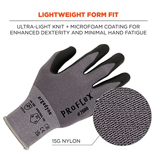 Ergodyne ProFlex 7000 Nitrile Coated Work Gloves, Foam Nitrile Palms for Flexible No Slip Grip, 15g, - size: X-Small