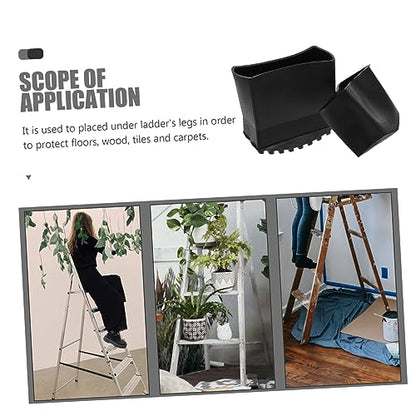Artibetter 4pcs Non-Slip Rubber Ladder Feet Pads Durable Step Mat Covers for Home Use Easy Installation Floor Protection Compatible with Standard Ladders
