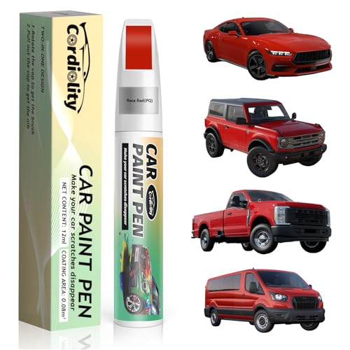 Car Touch Up Paint Race Red(PQ) for Ford, Color Accurate Car Scratch Repair Remover Pen Fix Auto Paint Chips and Nicks - color: Race Red(PQ)for F-Series/Mustang/Fiesta/Focus/Transit/Econoline/Edge/Escape/Expedition/Explorer/Fusion/Ranger/Transit Connect/B