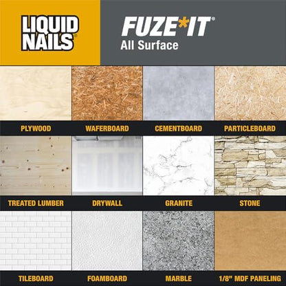 Liquid Nails 56198673380 LN-2000 FuzeIt All Surface Construction Adhesive (9-Ounce) , Gray - color: Gray, size: 9 Ounce, style: Fuze It