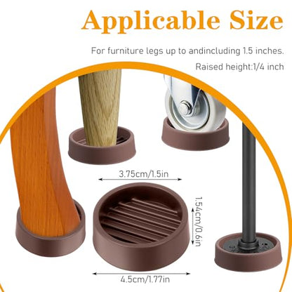8 Pack Round Rubber Furniture Caster Cups, Non Slip Furniture Pads 1.5 x 1.5 Furnitures Gripper Rubber Furnitures Feet Anti Slide Floor Protector for Bed Couch Table Chair Stoppers - color: Brown