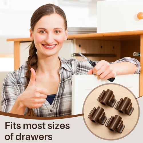 Juexica False Cabinet Front Clip False Drawer Front Clips Sink Tip Out Snap with Screws Screwdrivers for Hardware Replacements(Dark Brown,4 Pairs) - color: Dark Brown