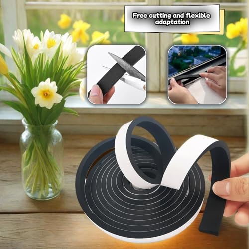 Ultra Strong Self-Adhesive Foam Tape, 1/2" x 1/4" x 33 FT Weather Stripping Seal for Doors Windows, Soundproofing, Noise Reduction, Insulation, AC Seal - Easy Cut, Heat Cold Resistant, No Residue