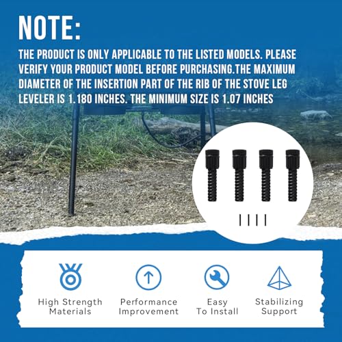 Leg Levelers Fit for Outdoor Camping Stove Explorer Stoves Expedition Stoves,For round stove legs with a diameter of 1.25 IN.Adjusts Legs Up to 3in on Uneven Ground, for 1.18-inch(ID) legs