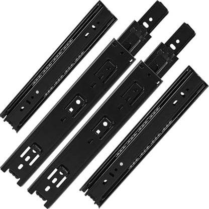 10 inch Drawer Slides 2 Pairs (4pcs) Black Full Extension Ball Bearing,3 fold Metal Dresser Runners 100 LB Load Capacity Side Mount File Cabinet Rails - size: 2 Pairs
