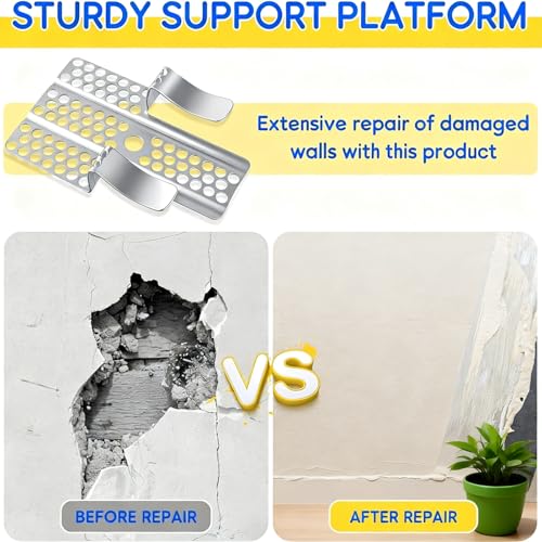 16 Pack Drywall Repair Clips, 1/2 inch Drywall Fastener Clip with 32 Screws, Professional Hole Repair Patch Kit for Wall, Stainless Steel Wall Patch Clips for Damaged Wall Repairing (with Screwdriver)
