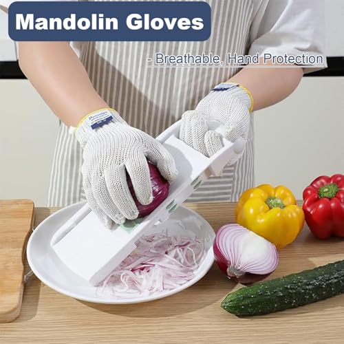 Dowellife Level 8 Reinforced Cut Resistant Gloves, Food Grade, Knife Safety Gloves for Meat Cutting, Oyster Shucking, Fish Fillet, Kitchen Slicing and Wood Carving, White, Large - size: Large (Pack of 1)