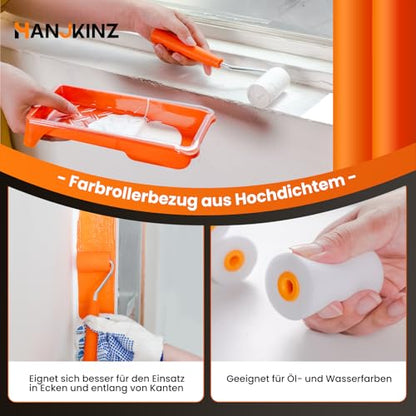 Foam Paint Roller, 18 Pcs 2 Inch Small Paint Roller Kit with 10 Pack High-Density Foam Paint Roller, Paint Tray and Liner, Mini Paint Roller for Painting Wall, Door, Cabinet, Furniture - size: 2 Inch Kit, 18 Pack