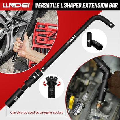 LLNDEI 1/2" Dr. Ratchet Impact Socket Wrench Set,Deep Sockets(8-24mm),Spark Plug Socket(16,21mm),49PCS, CR-V, Metric, With Combination Wrenches (8-17mm) - size: 49-piece 1/2" Drive Socket Set