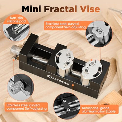 Fractal Vise, Mini Vise Clamp, Self-Adjusting Drill Press Bench Vice, CNC-Machined Aluminum Alloy Jaw Clamp for Irregular Shapes on Home Improvement, Workbench, DIY, Woodwork (Black) - color: Black
