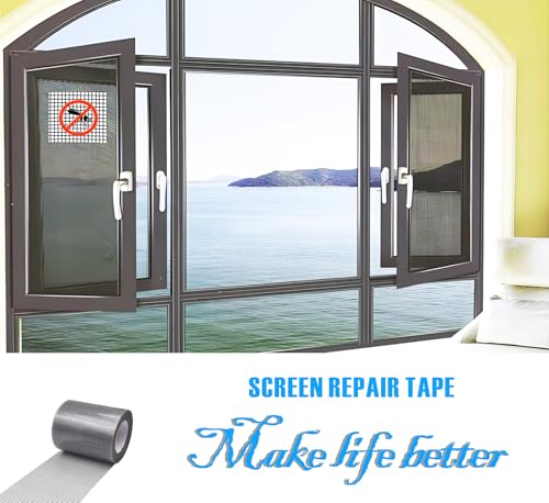 Window Screen Repair Tape，3IN X 16.5FT (196IN) Screen Tape mesh Repair for Window Screen and Screen Door tears Holes (Grey) - color: grey