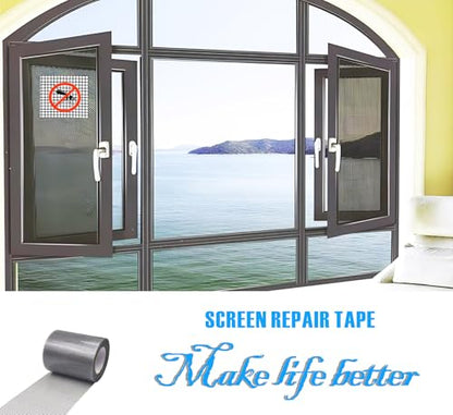 Window Screen Repair Tape，3IN X 16.5FT (196IN) Screen Tape mesh Repair for Window Screen and Screen Door tears Holes (Grey) - color: grey