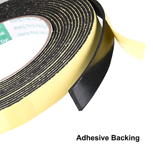 uxcell Sealing Foam Tape 15mm Wide 2mm Thick 5m/16.4ft Long, Self Adhesive Weather Strip for Window Door Insulation - size: 15mmx2mmx5m