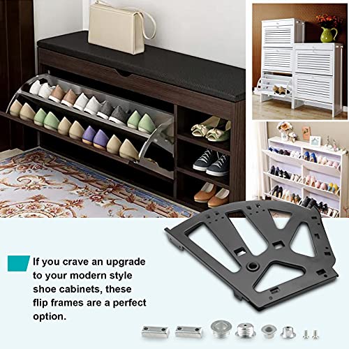 3 Layers Shoes Drawer Cabinet Hinges Flip Frames, Black Shoe Cabinet Replacement Fittings Stainless Steel for Kitchen Living Room, 1 Pair - color: Black, size: 3 Layers