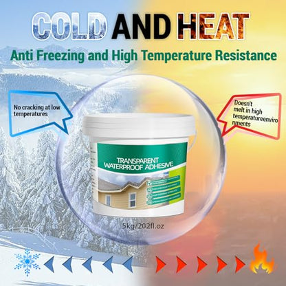 5Kg/202Fl.oz Transparent Waterproof Coating Invisible Waterproof Agent Set with Indoor&Outdoor Insulating Sealant with Wooden Brush Putty Knife Cut Resistant Work Gloves Paint Roller(6L/1.58Gal) - style: B