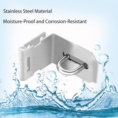 2Pcs Door Locks Hasp Latch,4 Inch 90 Degree 304 Stainless Steel Safety Packlock Clasp Hasp Lock Latch,Hinge Lock Padlock with Screws for Gates,Doors,Cabinets, Closets and More - style: 4INCH with CODE LOCK