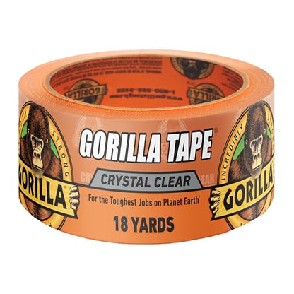 Gorilla Crystal Clear Tape, 1.88” x 18 yd (Pack of 1) - Weather Resistant for Indoor or Outdoor Projects and Repairs - size: 1- Pack