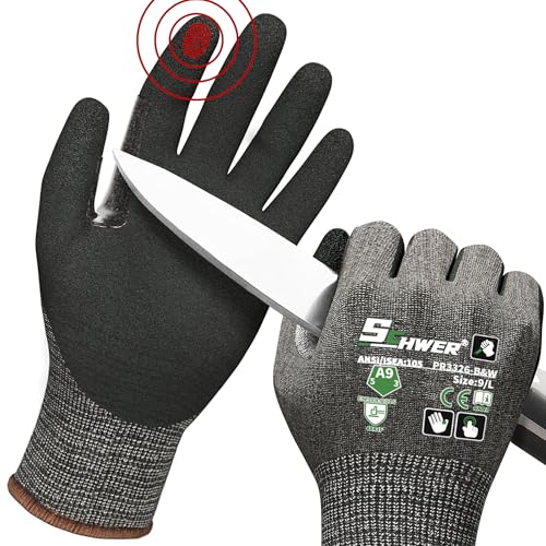 Schwer ProGuard High Level Cut Resistant Work Gloves PR3326 for Extreme Protection，ANSI Cut Gloves with Reinforced Thumb, Non Slip, Breathable, Durable, Touch-screen, Black 1 Pair（L） - color: Black, size: Large