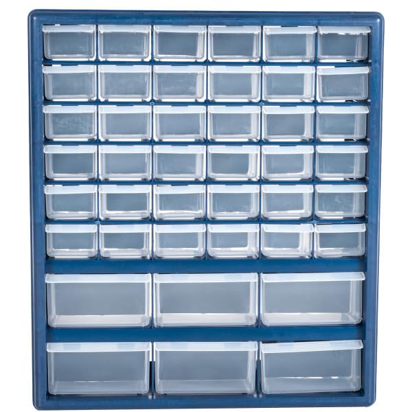 Plastic Storage Drawers – 42 Compartment Organizer – Desktop or Wall Mount Container for Hardware, Parts, Crafts, Beads, or Tools by Stalwart, 10 Targets