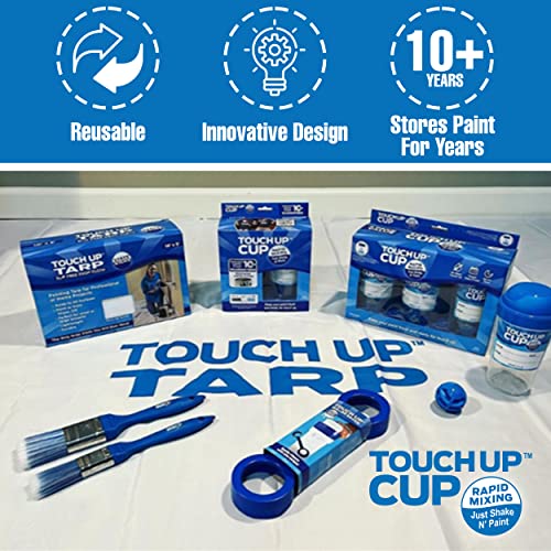 Touch Up Cup Ultimate Painting Kit - Includes 3 Paint Storage Containers, 1 Painters Tarp, 1 Paint Roller Cleaner Tool, 2 Touch Up Paint Brushes, 6 Brush 'n Roller Keepers, Shark Tank Products - style: Ultimate Combo Pack