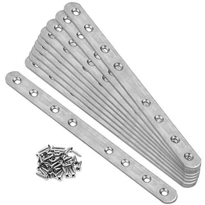 10 Pack 11" x 3/4" Flat Mending Plate, Long Stainless Steel Straight Brace Bracket, Repair Joiner Plate for Wood