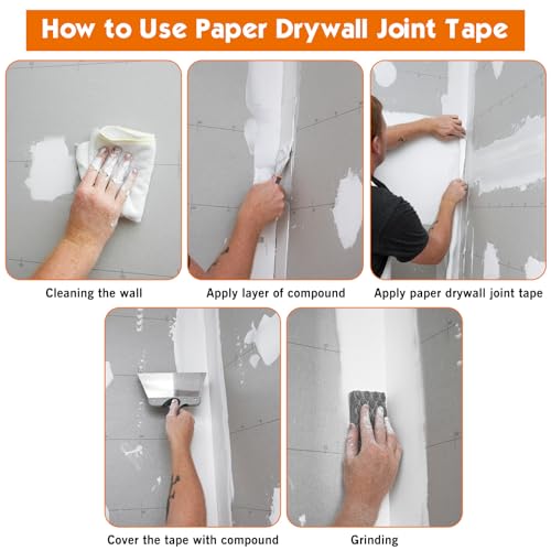 ROLLINGDOG Paper Drywall Joint Tape, 2'' x246 ft Drywall Tape for Seam Patch Wall Sheetrock Ceiling Crack, White - style: Paper Drywall Joint Tape