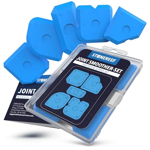 STONE REEF Silicone Caulking Tool Set – 5-in-1 Sealant Finishing Tool Kit | Caulk Remover, Grout Scraper & Applicator for Bathroom, Kitchen, Window, Sink, Tile & Joint | Professional Silicone Tools - color: Blue