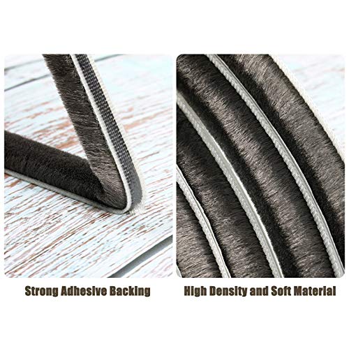 Jetec 1 Pcs Self Adhesive Brush Weather Stripping 19.75 ft Per Strip 3/8 x 3/8 Inch Grey Fuzzy Pile Felt Door Weather Seal for Sliding Windows Frames Seal Winter Strip for Soundproofing Dustproof DIY - color: Gray