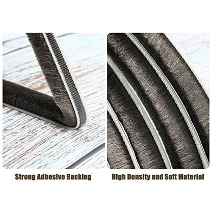 Jetec 1 Pcs Self Adhesive Brush Weather Stripping 19.75 ft Per Strip 3/8 x 3/8 Inch Grey Fuzzy Pile Felt Door Weather Seal for Sliding Windows Frames Seal Winter Strip for Soundproofing Dustproof DIY - color: Gray