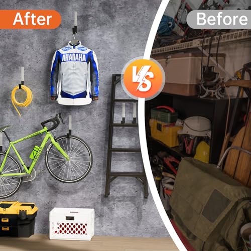 GeeWatom Heavy Duty Steel Hooks,Garage Storage Utility Hooks,Heavy Duty Tool Organizer,Steel Wall Mount Hook, Hose Hanger, Garage Garden Hooks (2)