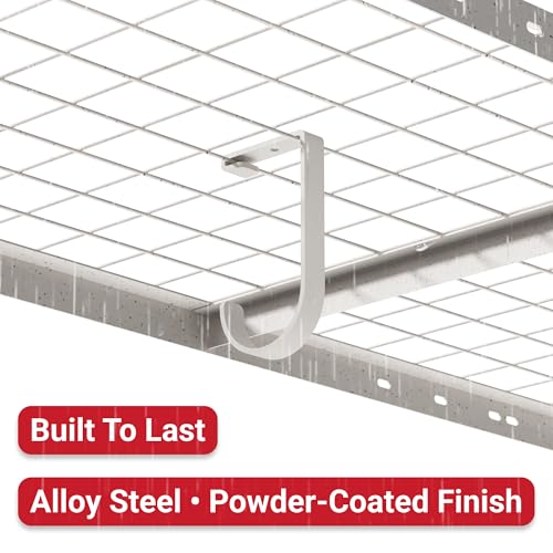 FLEXIMOUNTS 4 Pack Add On Storage Flat Hook Accessory for Garage Ceiling Rack and Wall Shelving, Max Weight Capacity up to 50lbs, White - color: White
