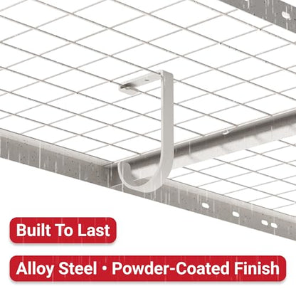 FLEXIMOUNTS 4 Pack Add On Storage Flat Hook Accessory for Garage Ceiling Rack and Wall Shelving, Max Weight Capacity up to 50lbs, White - color: White